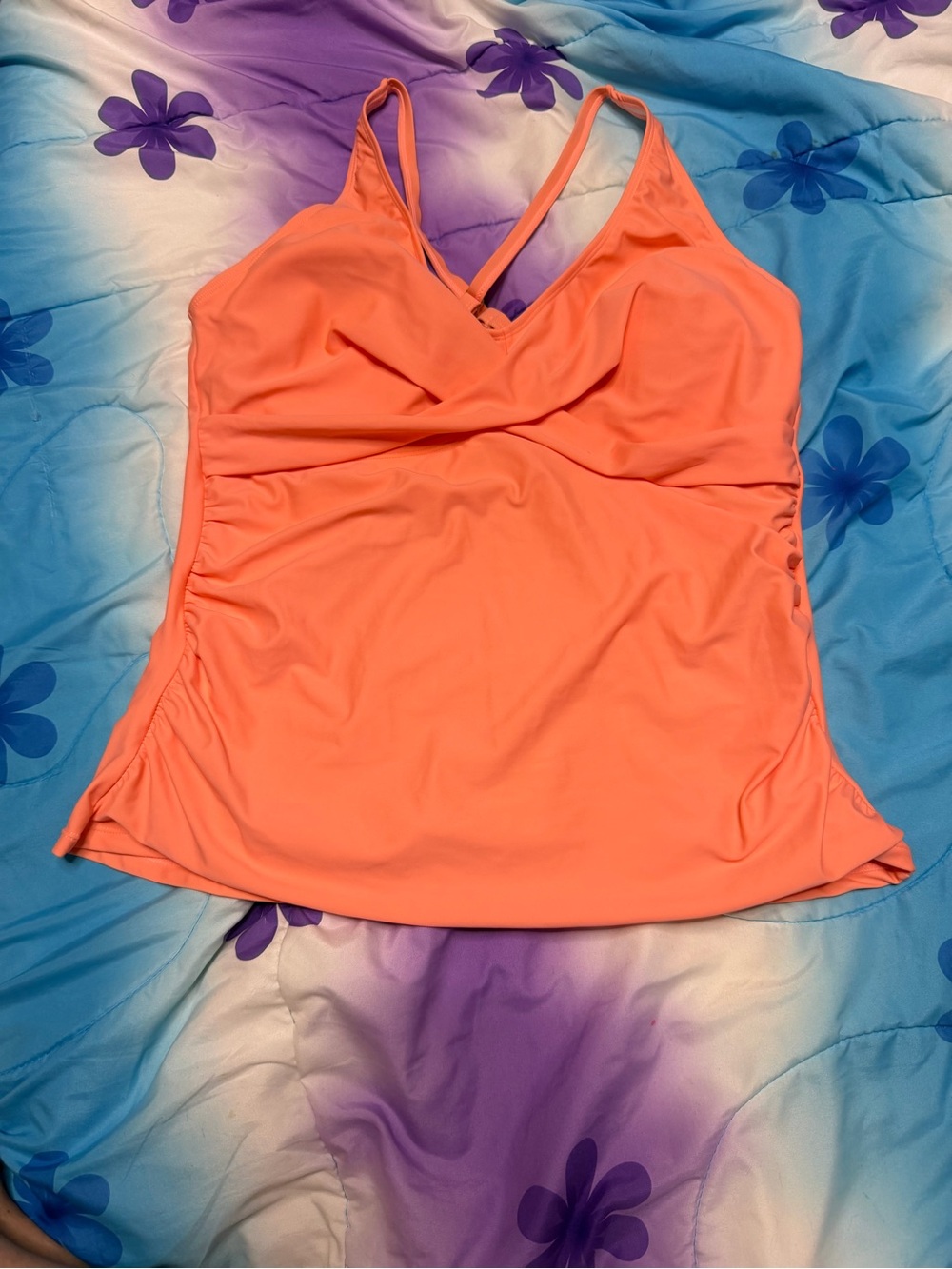 Younique Coral Orange V-Neck Tankini Top